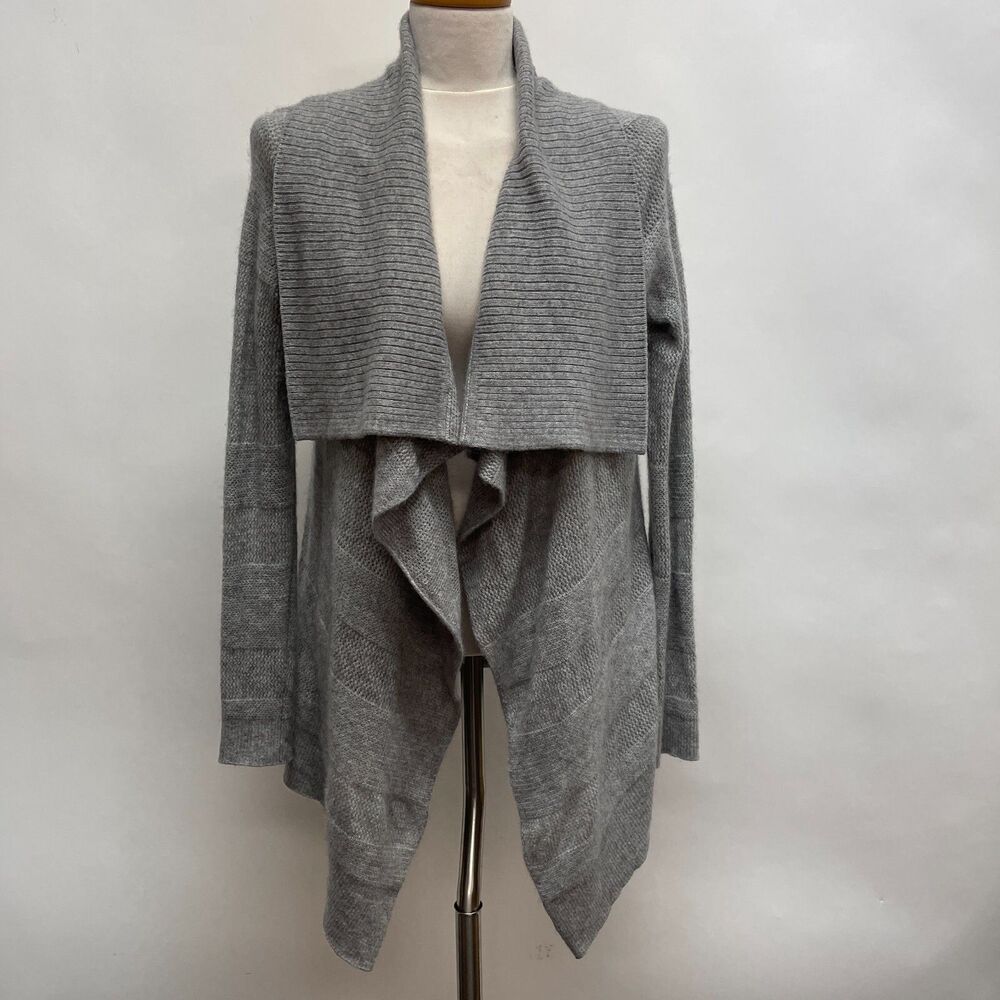 Cynthia Rowley Open Front Cardigan Sweater Medium Gray 100% 2 Ply Cashmere